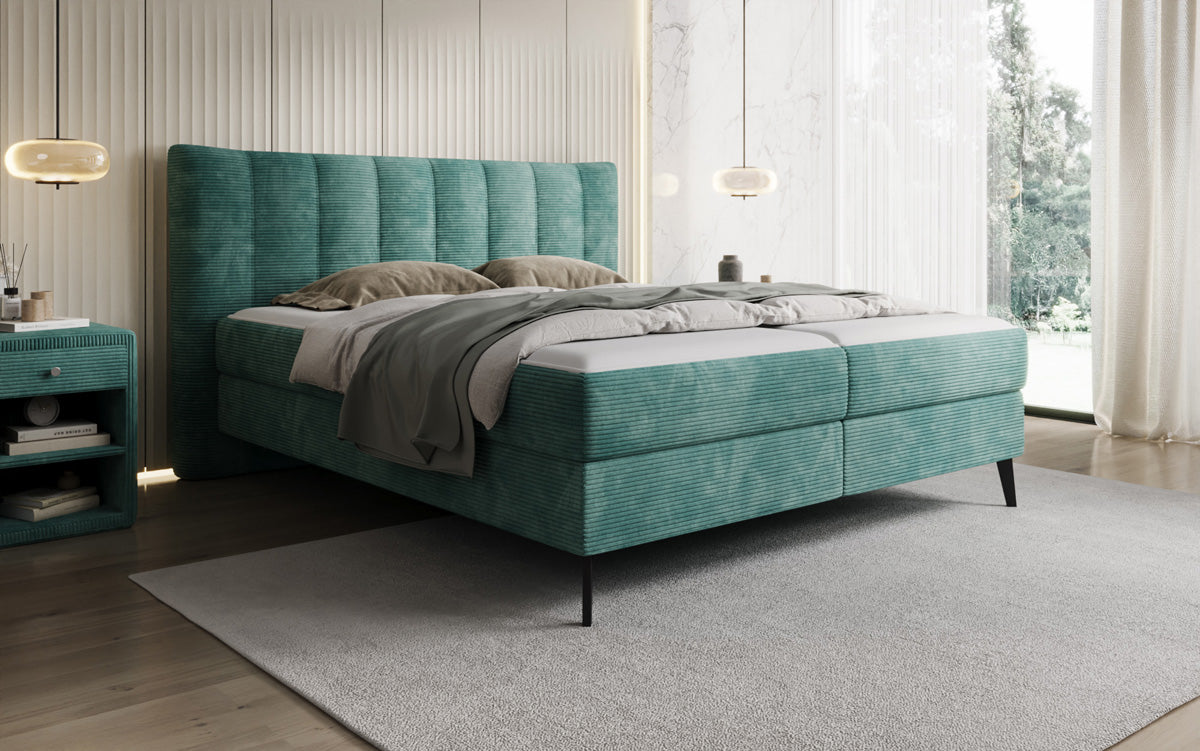 Boxspringbett Ines in Cord mit Stauraum