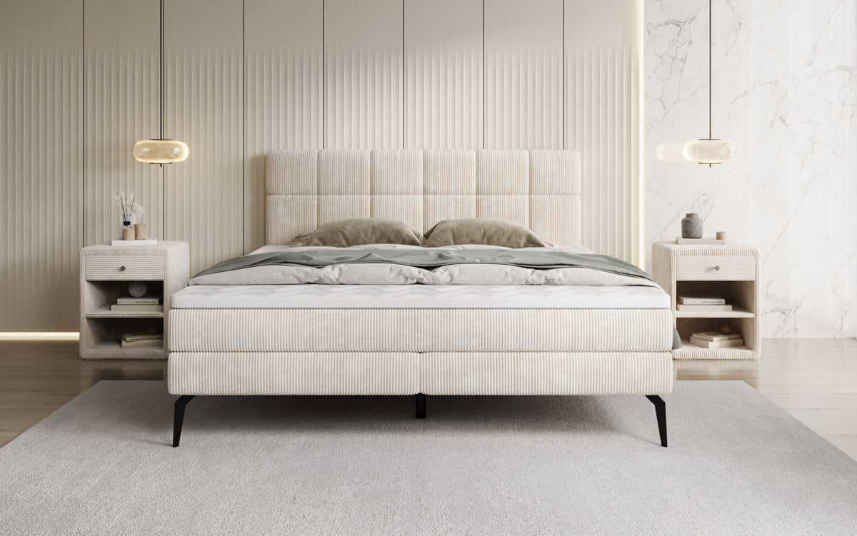 Boxspringbett Vera in Cord mit hohen Füßen