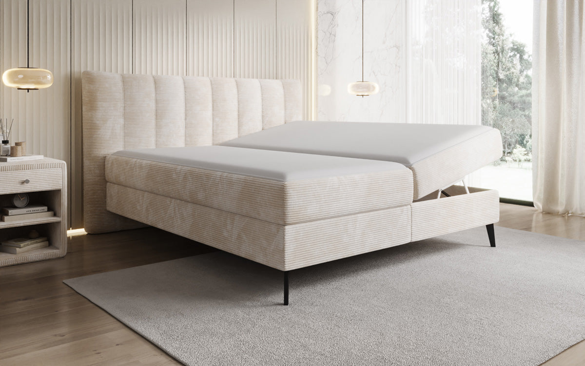 Boxspringbett Ines in Cord mit Stauraum
