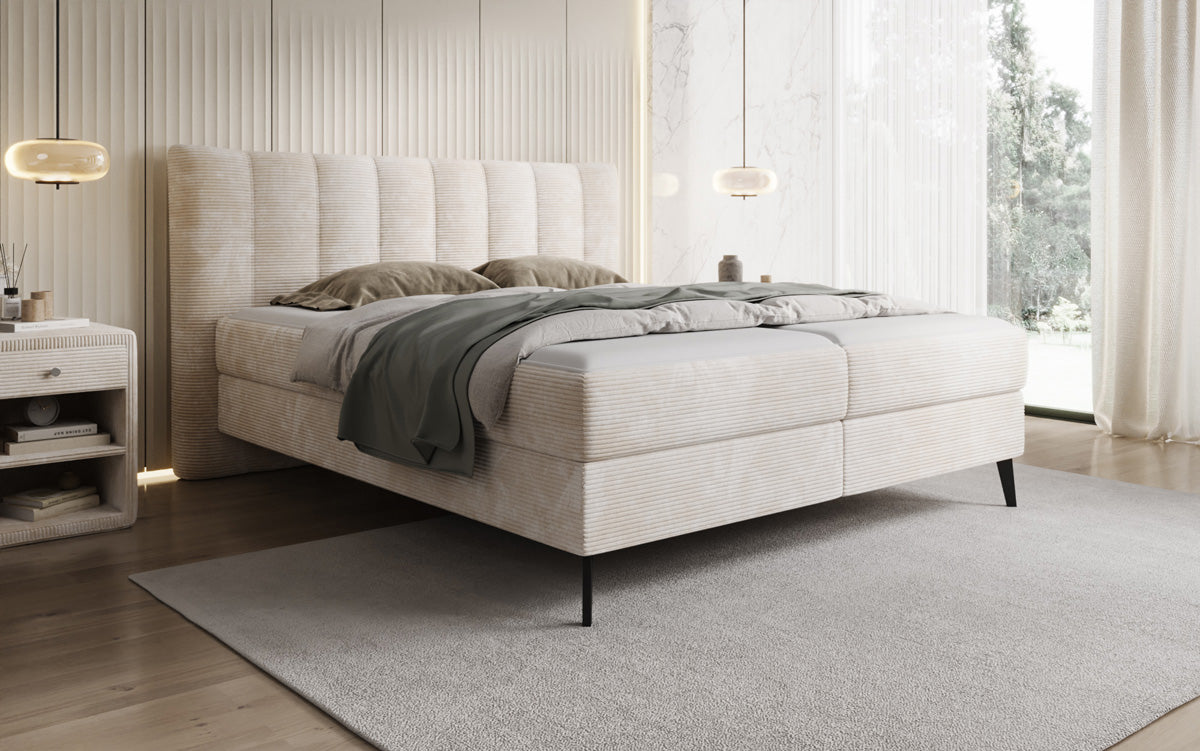 Boxspringbett Ines in Cord mit Stauraum