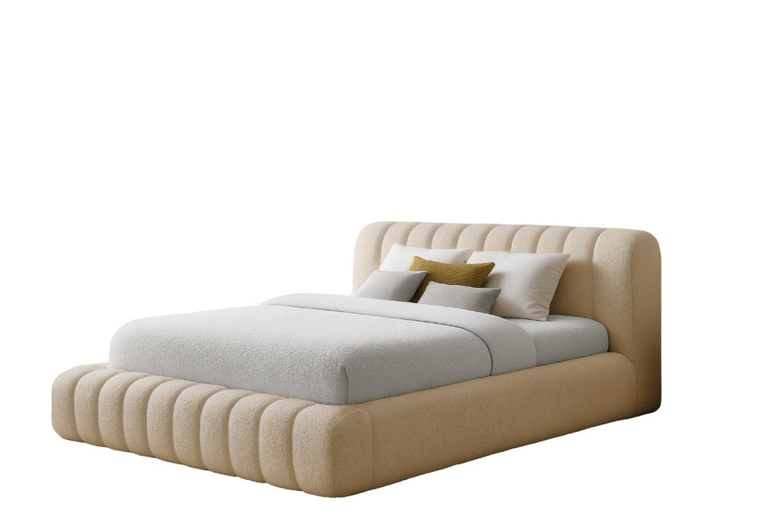 Designer Polsterbett Selene Bouclé mit Stauraum