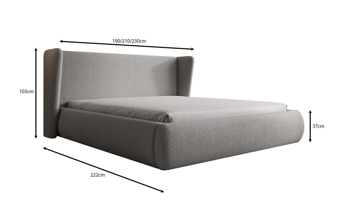 Designer Polsterbett Rosalie in Teddy Bouclé mit Stauraum
