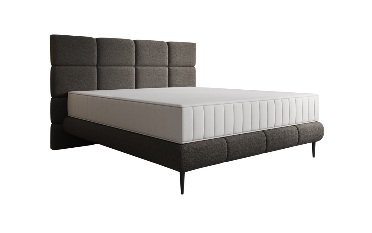 Boxspringbett Nessa mit hohen Füßen in Teddy Bouclé