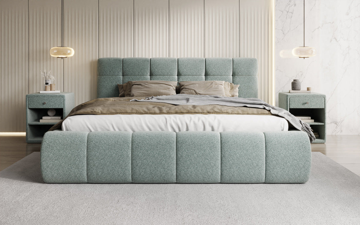 Designer Polsterbett Helena in Strukturstoff mit Stauraum