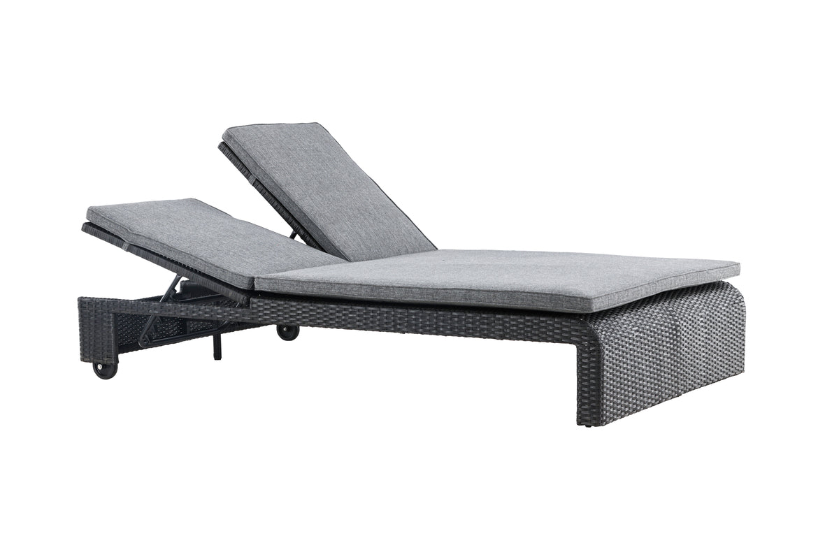 Sonnenliege Lioba - aus synthetischem Rattan in Schwarz