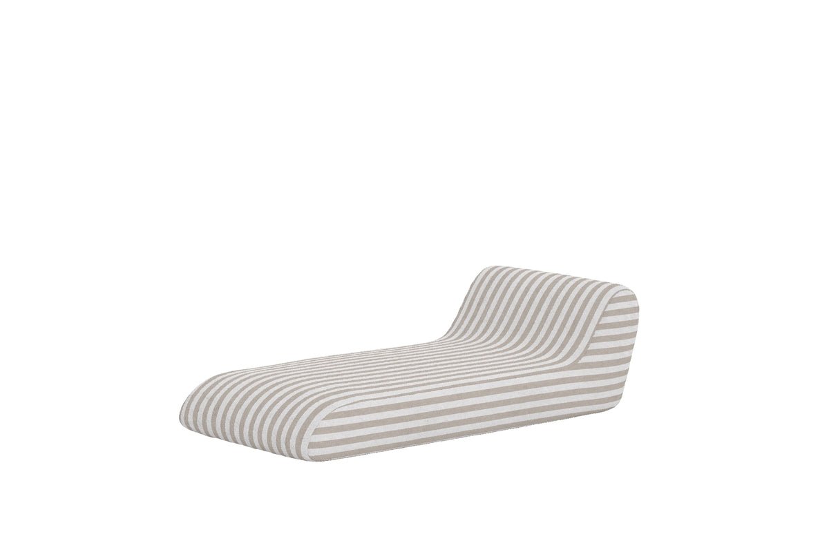 Sonnenliege Verda - geschwungene Form mit integriertem Kissen in Beige/Weiß