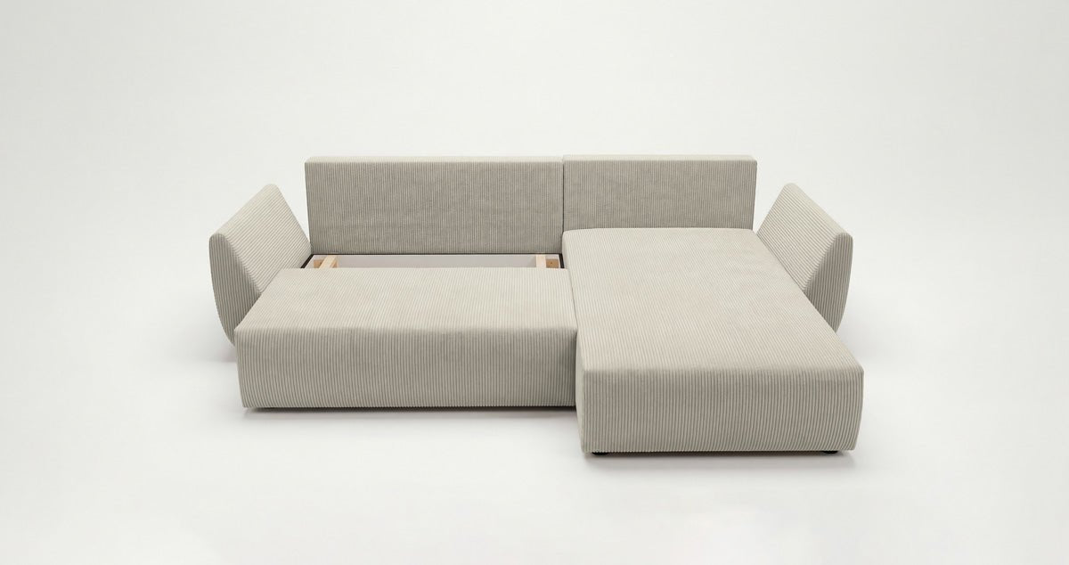 Designer Sofa Lenoa L mit Schlaf- und Klappfunktion in Cord