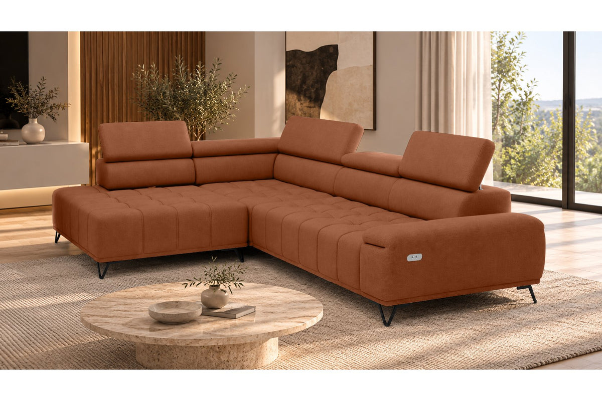 Ecksofa Volo in Chenille Terrakotta, Ottomane links – Ansicht 4