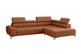 Designer Ecksofa Volo in Chenille Terrakotta, Ottomane rechts