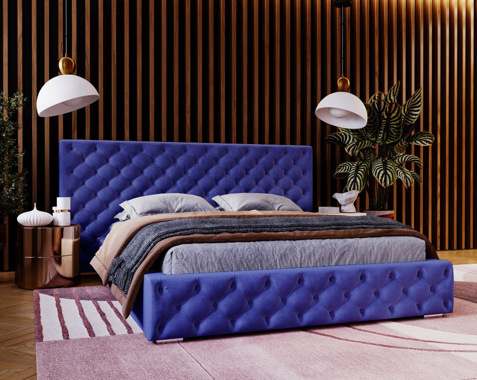 Designer Polsterbett Stellar in Samt mit Stauraum