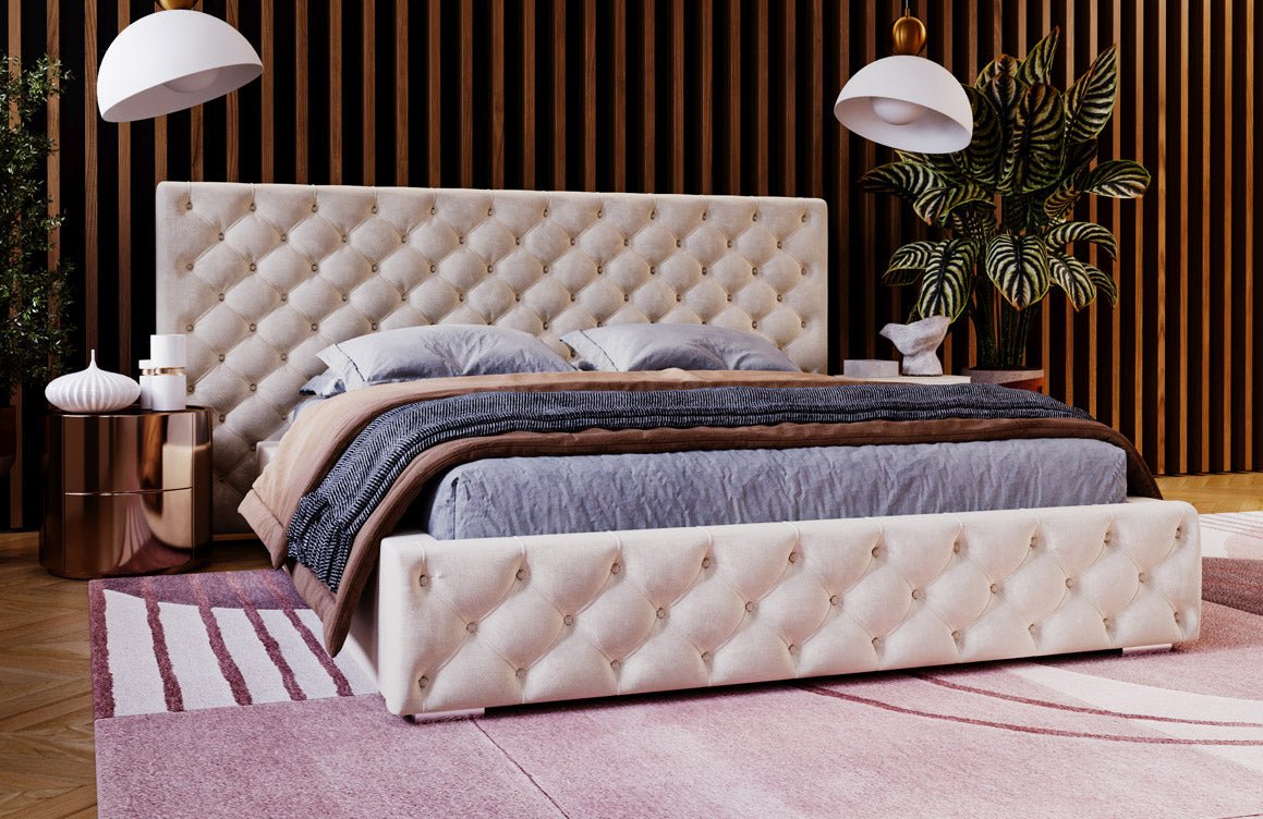 Designer Polsterbett Stellar in Samt mit Stauraum