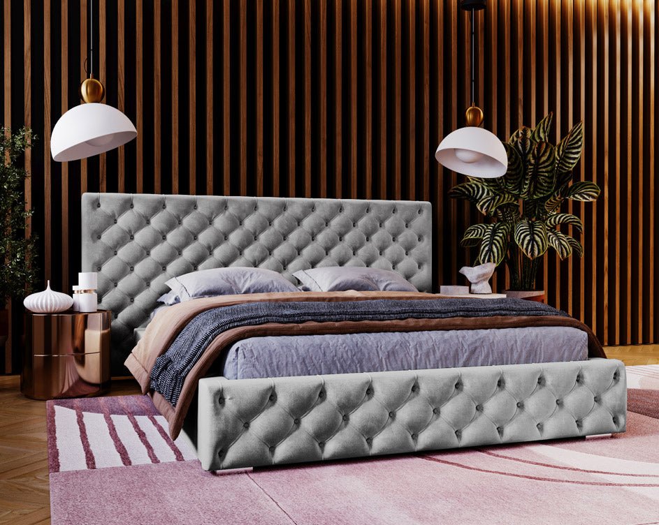 Designer Polsterbett Stellar in Samt mit Stauraum