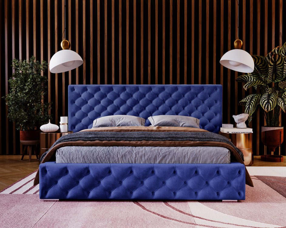 Designer Polsterbett Stellar in Samt mit Stauraum