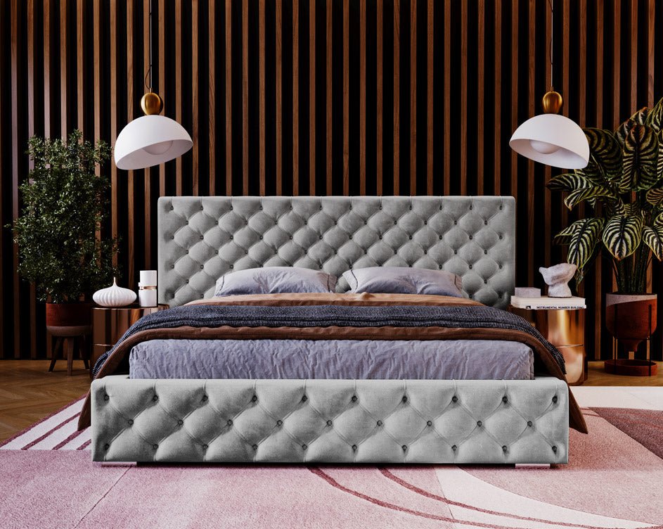 Designer Polsterbett Stellar in Samt mit Stauraum