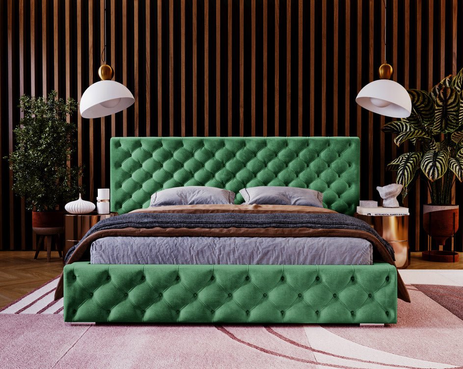 Designer Polsterbett Stellar in Samt mit Stauraum