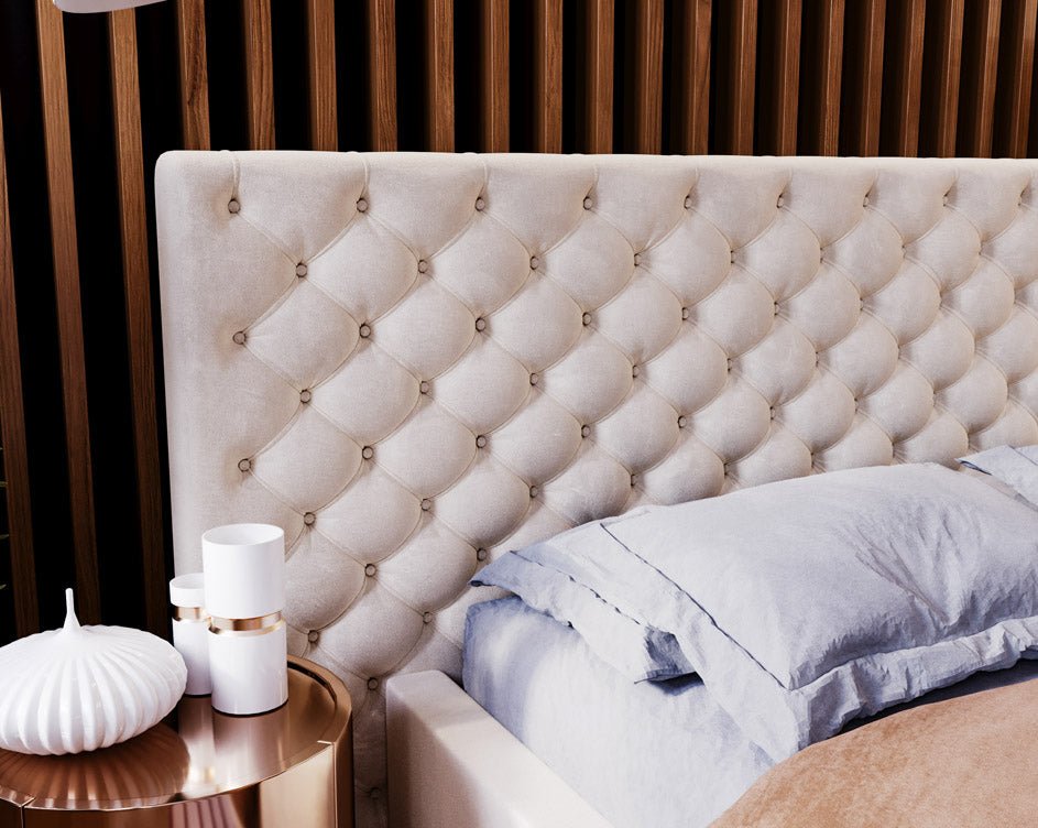 Designer Polsterbett Stellar in Samt mit Stauraum