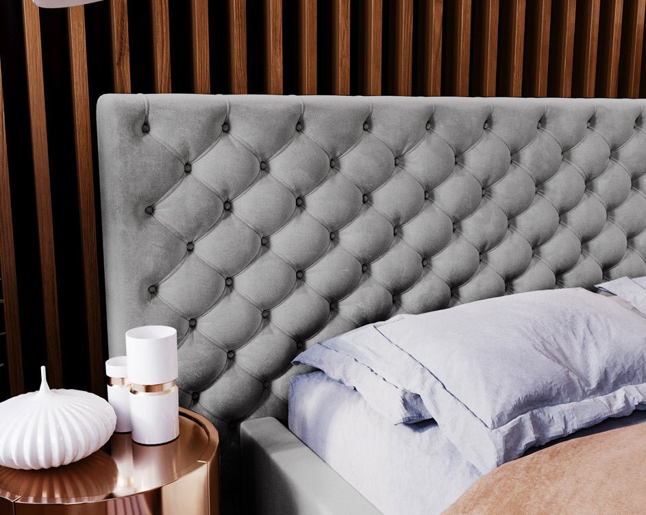 Designer Polsterbett Stellar in Samt mit Stauraum