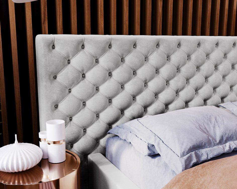 Designer Polsterbett Stellar in Samt mit Stauraum