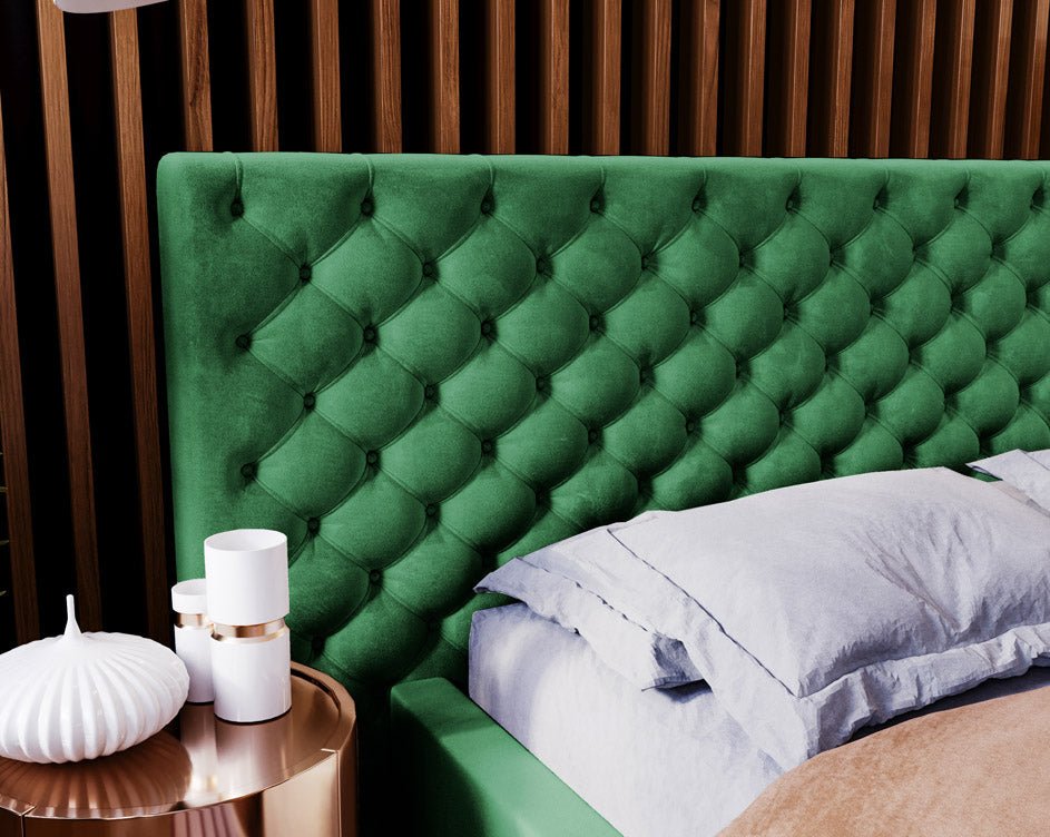 Designer Polsterbett Stellar in Samt mit Stauraum