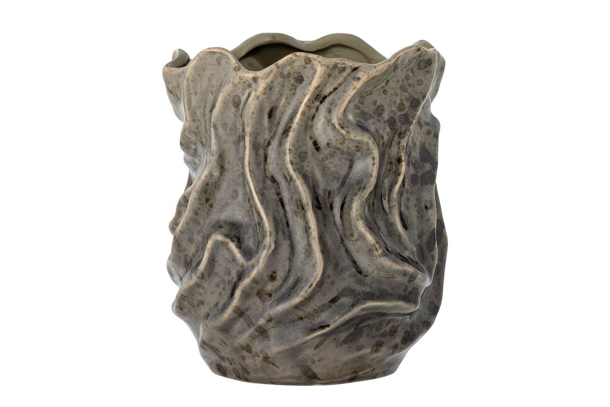 Deko-Vase „Elmara“ – Graues Steingut