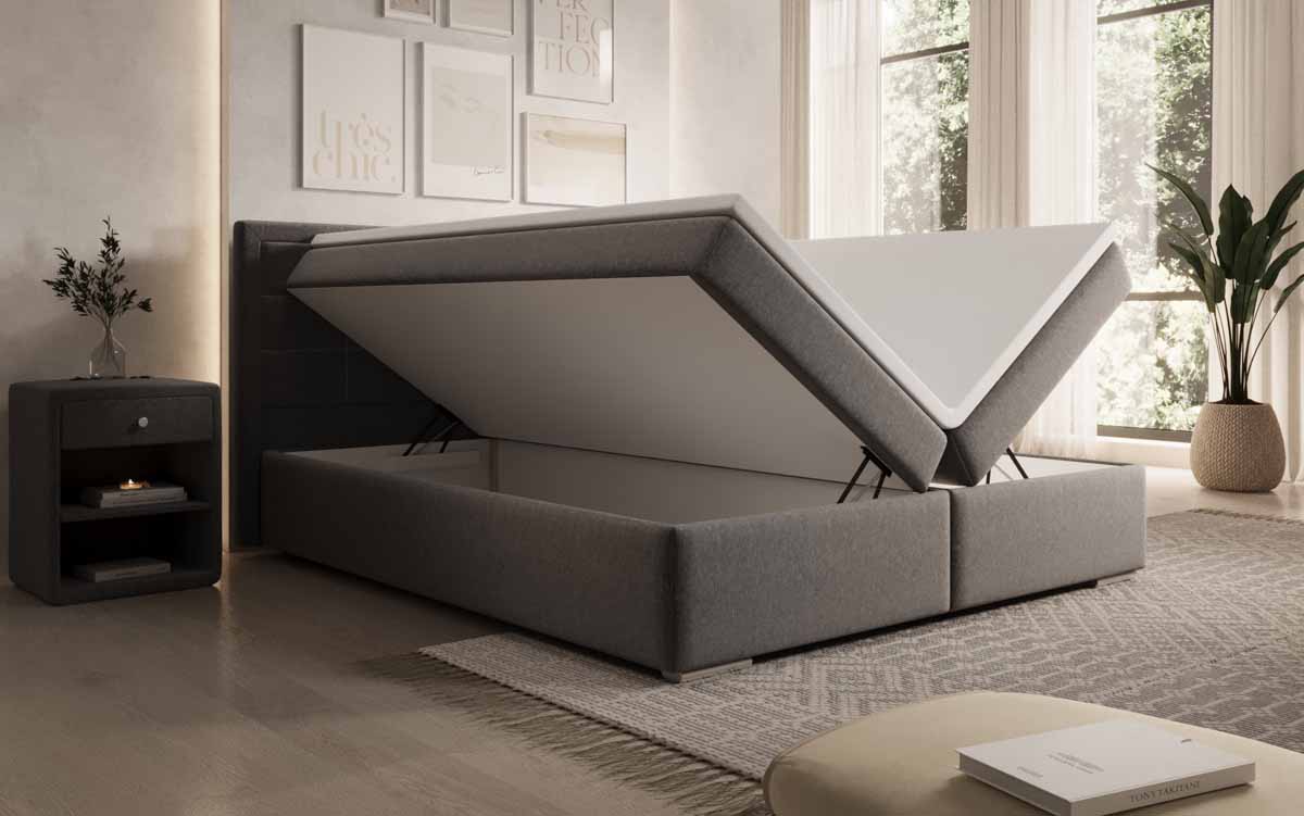 Boxspringbett Athina Stoff mit Stauraum - Luxusbetten24