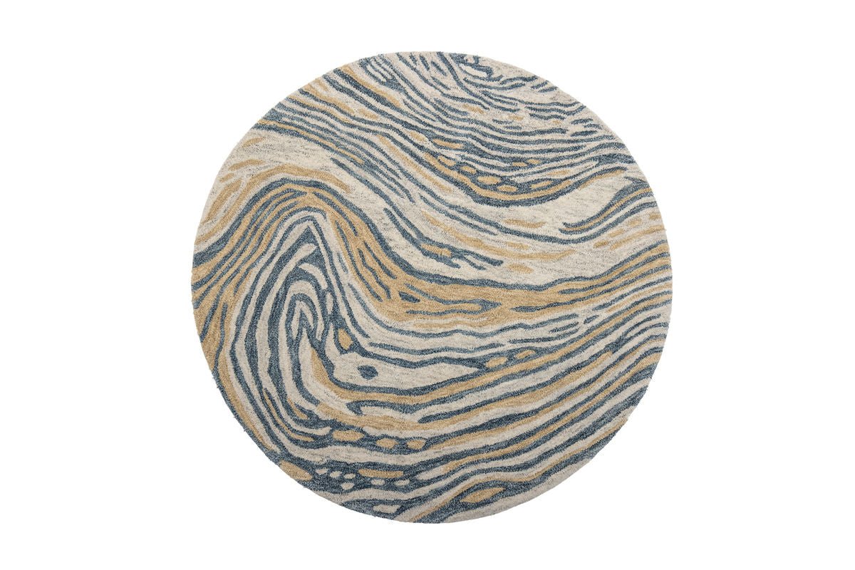 Teppich Niro – Runde Form mit organischem Muster in Braun & Blau