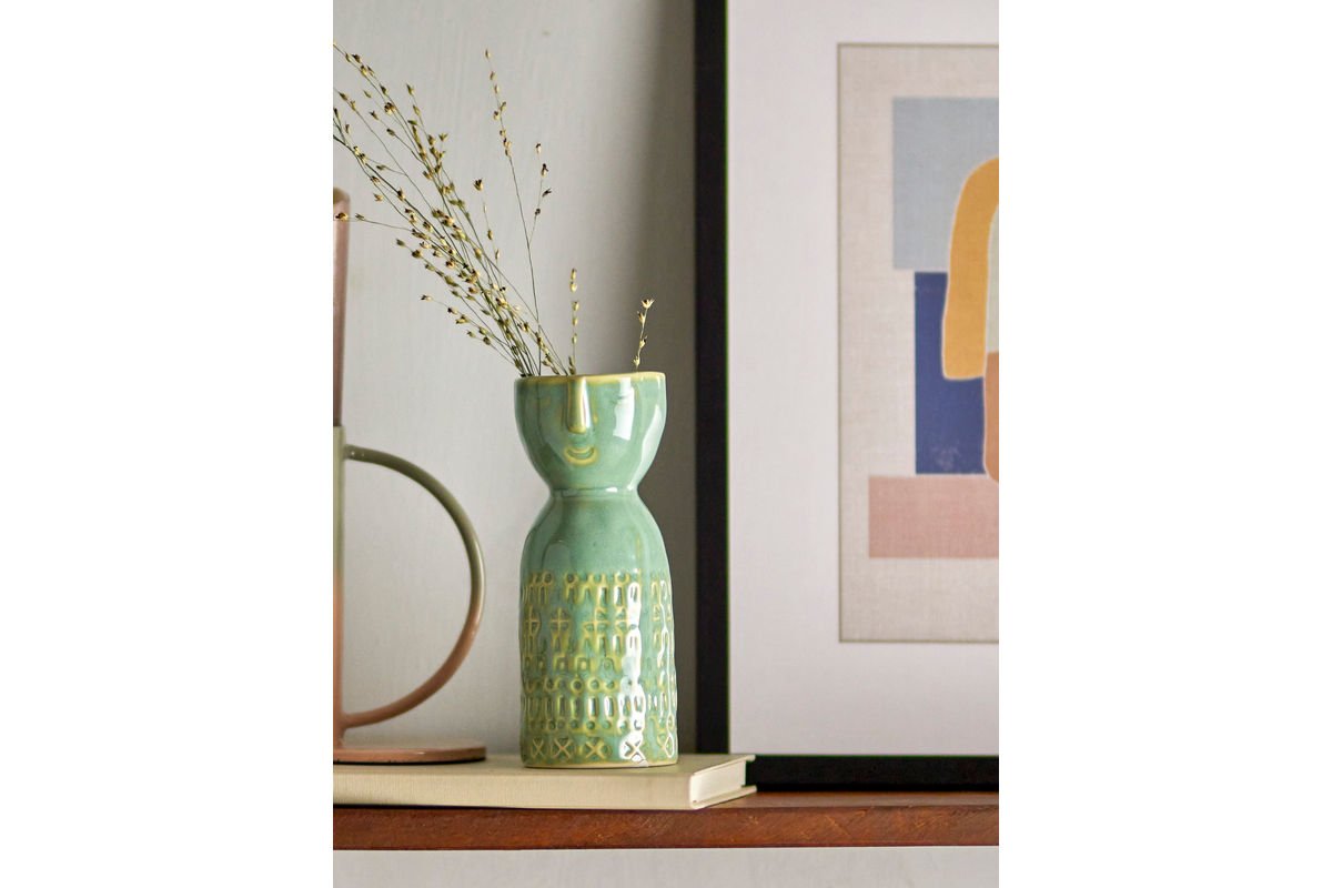 Vase Yara - Grün, aus Steingut