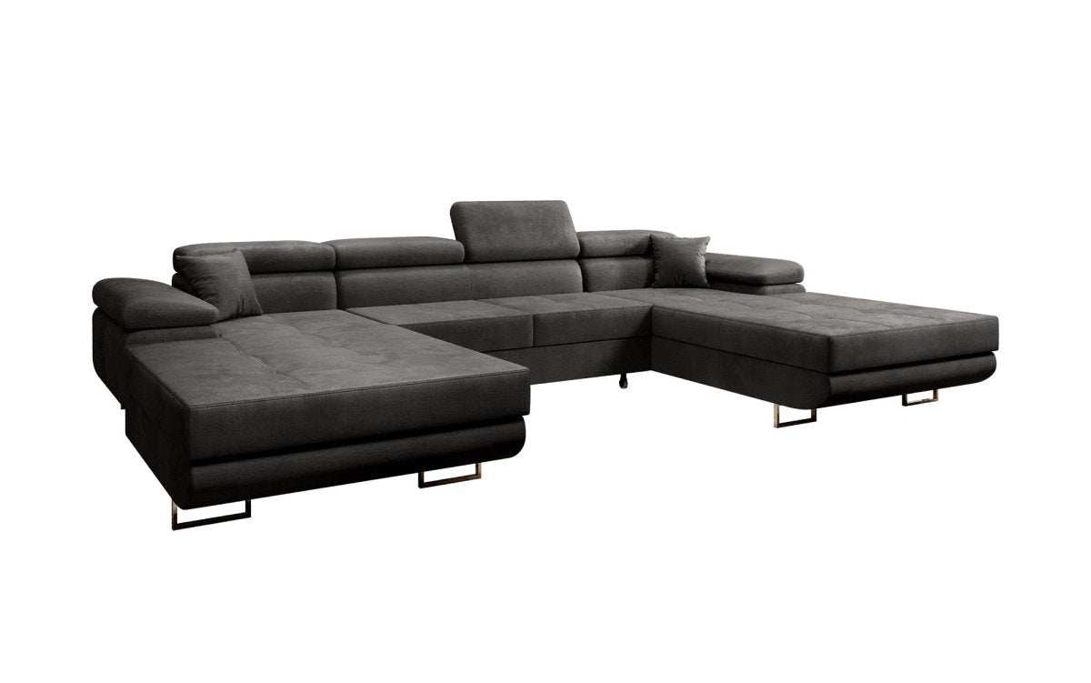 Designer Sofa Calvera U mit Schlaf- und Klappfunktion (Samt) - Luxusbetten24