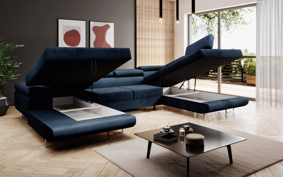 Designer Sofa Lago mit Schlaf - und Klappfunktion in Kunstleder