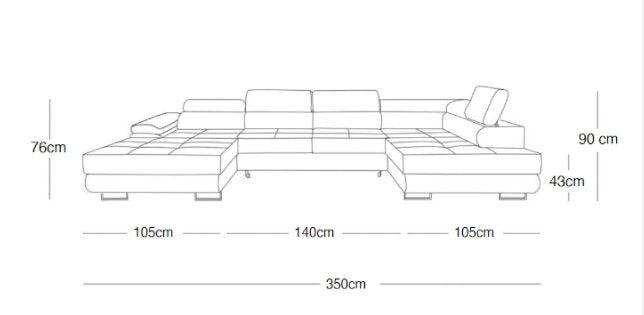 Designer Sofa Lago mit Schlaf - und Klappfunktion in Kunstleder