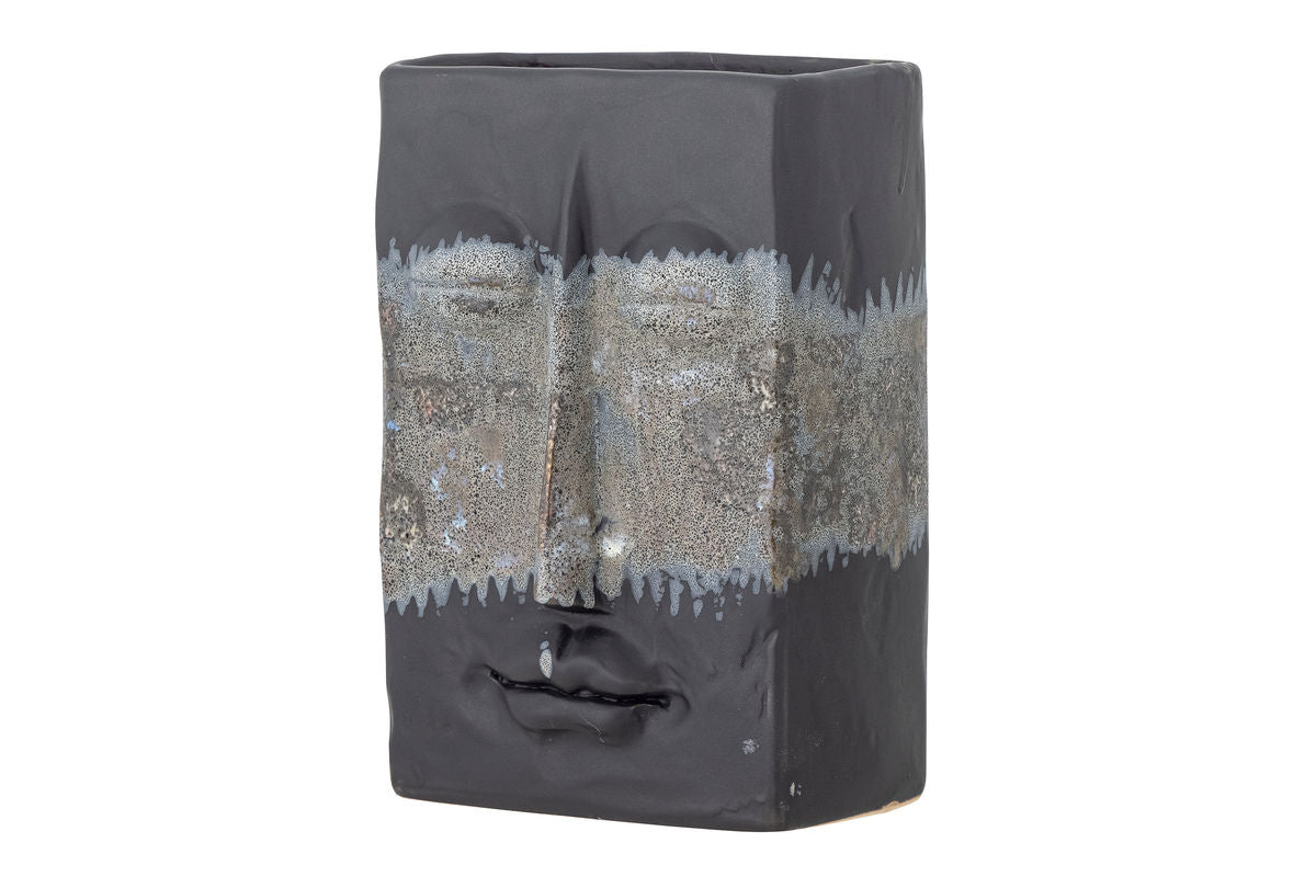 Vase „Kaelra“ – Steingut in Schwarz