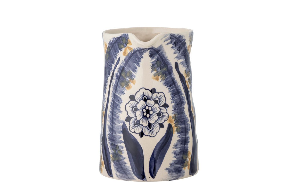 Vase "BlueFlower" - blaue Steingut Vase