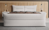 Boxspringbett Elea Leinen-Optik in Weiß (Beverly 21) – Milieu frontal