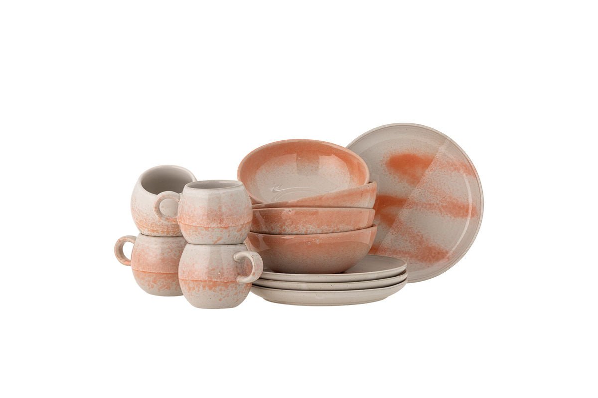 Frühstücksset Liora – Steingut mit strukturierter Glasur (12-teilig)