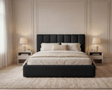 Designer Polsterbett Fano in Samt mit Stauraum – Schwarz