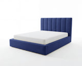 Designer Polsterbett Fano in Samt mit Stauraum – Blau