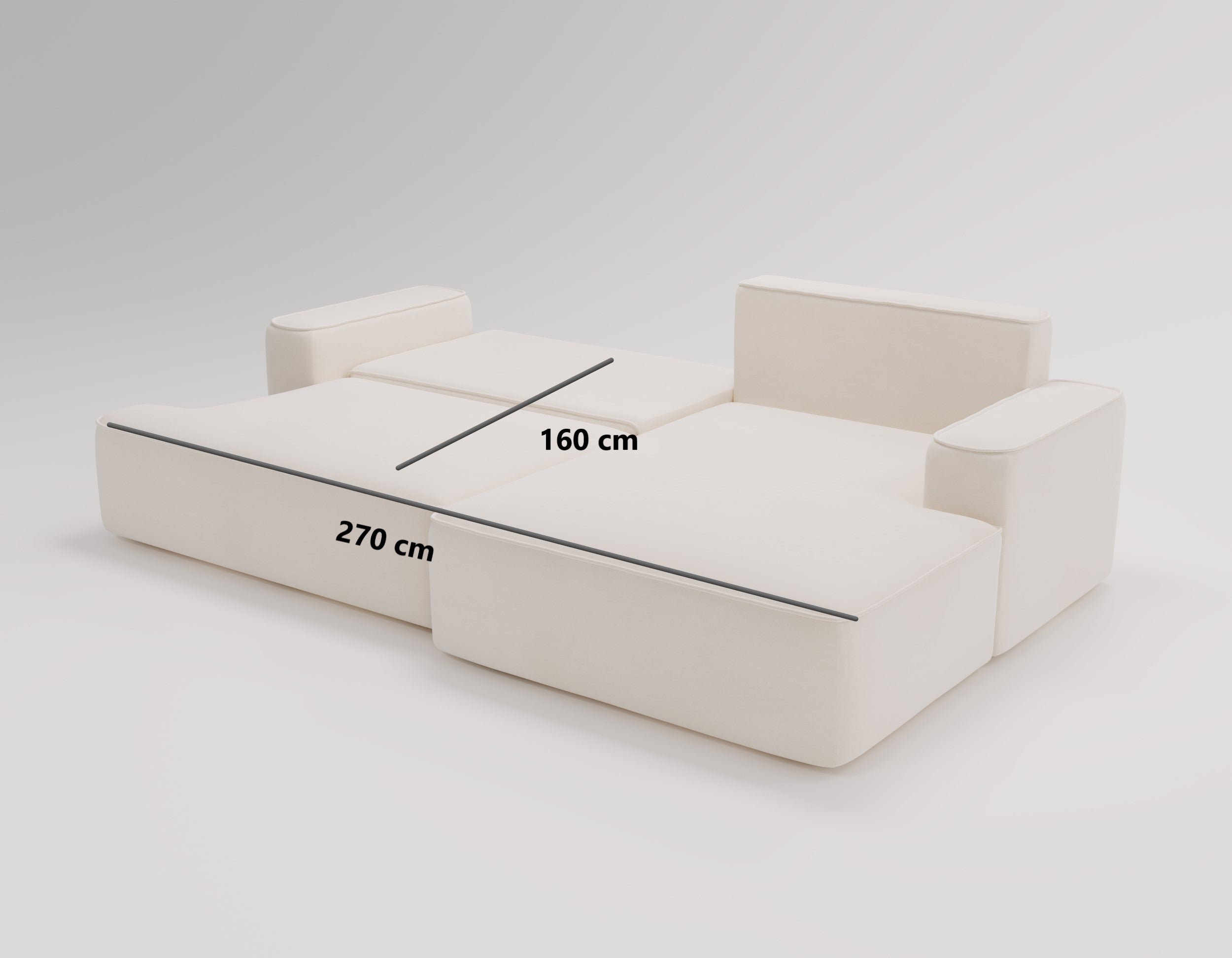 Designer Sofa Fresh in Samt mit Schlaffunktion und Stauraum