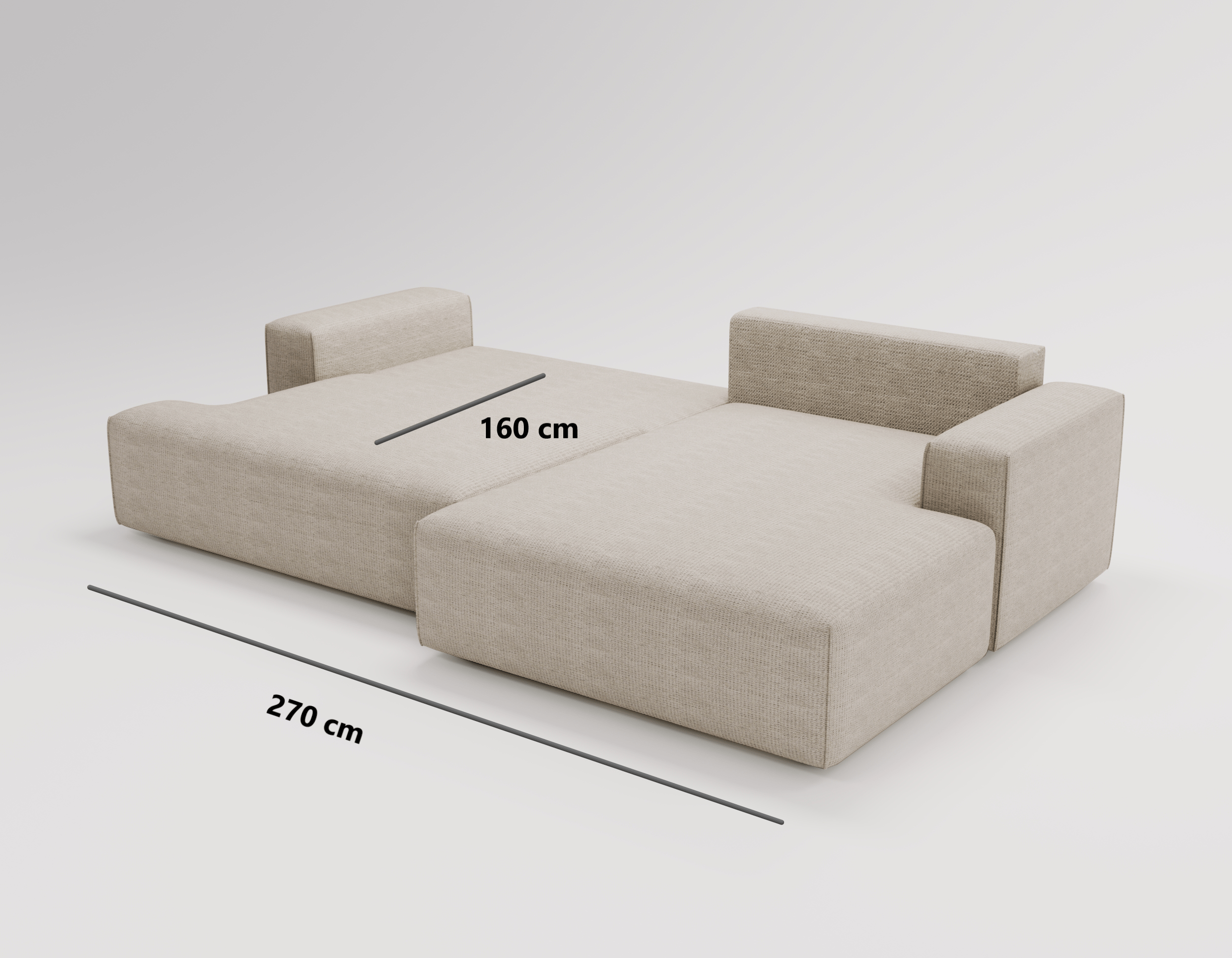 Designer Sofa Siena Bouclé mit Schlaffunktion und Stauraum