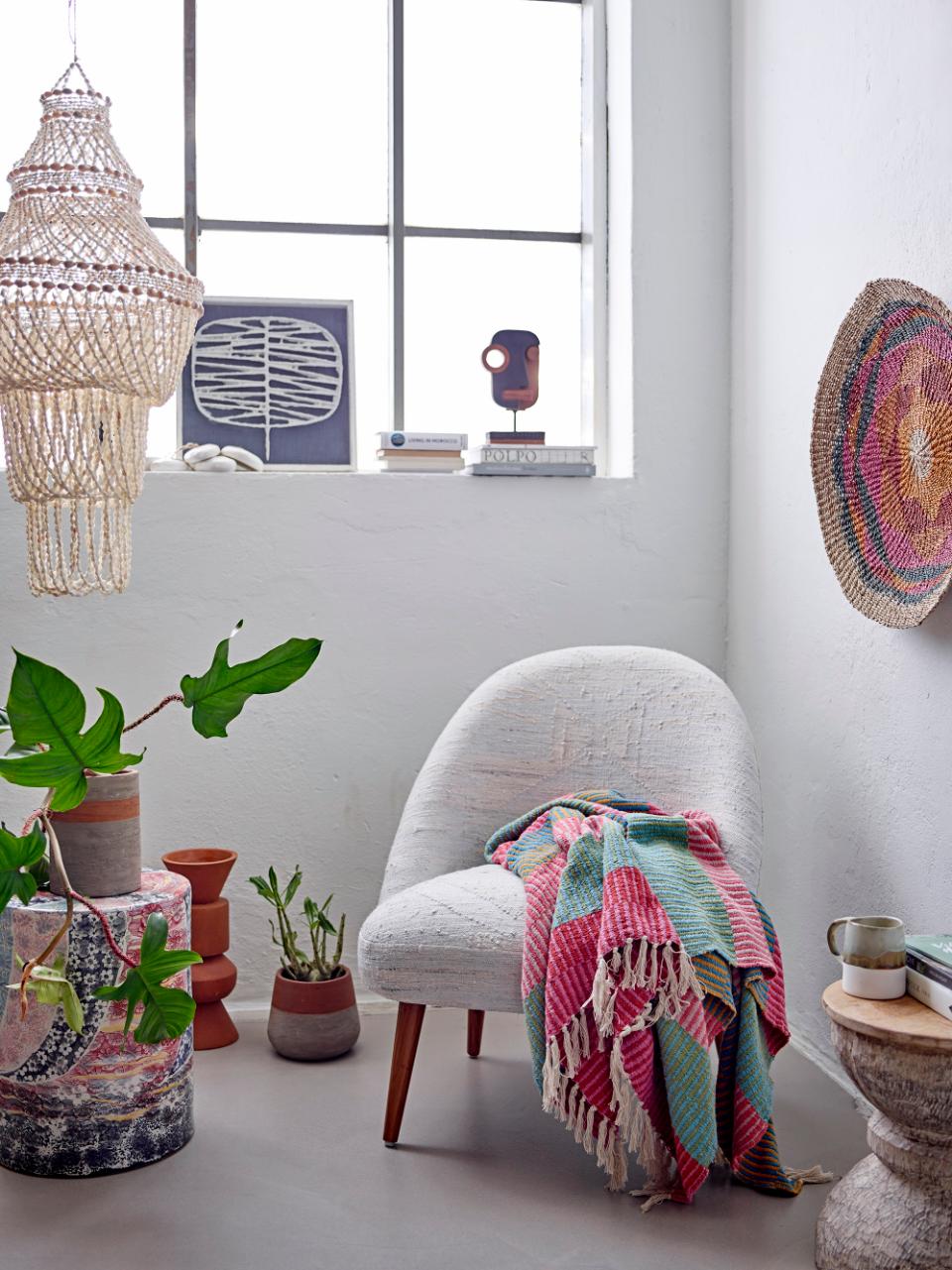 Überwurfdecke Mana – Bunt, aus recycelter Baumwolle