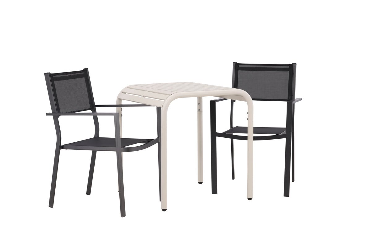 Garten Cafegruppe Florenz – 3-teiliges Gartenmöbel-Set in Beige/Schwarz