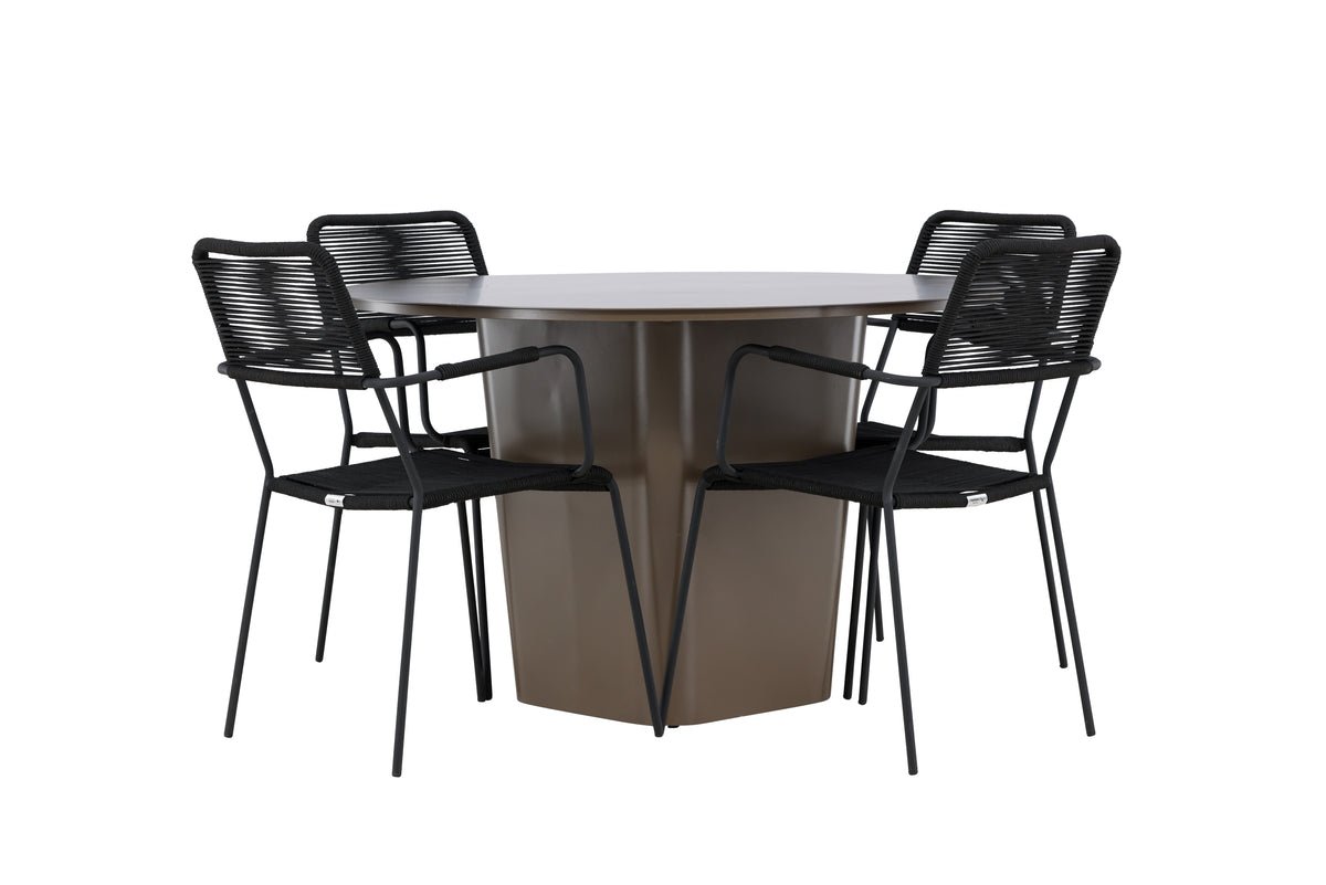 Garten Essgruppe Francesco – 5-teiliges Gartenmöbel-Set mit rundem Tisch aus Aluminium