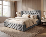 Designer Polsterbett Marlo in Samt – Grau