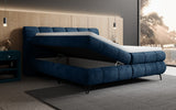 Boxspringbett Milla Cord in Blau (Poso 005) – Stauraum geöffnet seitlich