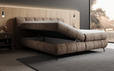 Boxspringbett Milla Cord in Braun (Poso 006) – Stauraum geöffnet seitlich
