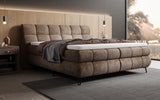Boxspringbett Milla Cord in Braun (Poso 006) – Milieu seitlich