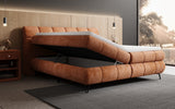 Boxspringbett Milla Cord in Orange (Poso 040) – Stauraum geöffnet seitlich