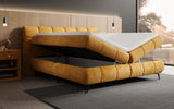 Boxspringbett Milla Cord in Amber (Poso 042) – Stauraum geöffnet