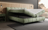 Boxspringbett Milla Cord in Salbei (Poso 047) – Stauraum geöffnet