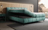 Boxspringbett Milla Cord in Petrol (Poso 125) – Stauraum geöffnet seitlich
