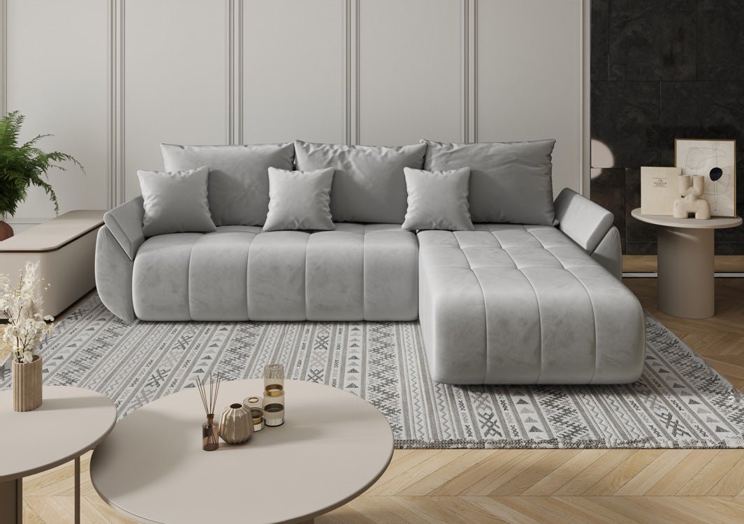 Designer Sofa Lenoa L mit Schlaf- und Klappfunktion in Samt